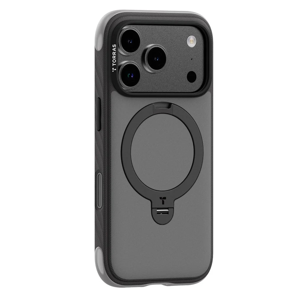 TORRAS Ostand Q3 Rugged Series for iPhone 18 Pro / 17 Pro Magnetic Case Rotating Kickstand TPU + PC Phone Cover - Black - 1