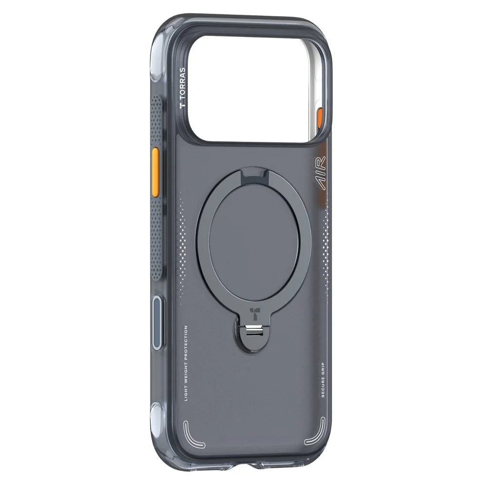 TORRAS Ostand Q3 Air Series For iPhone 18 Pro / 17 Pro Case Shockproof PC + TPU Phone Cover with Kickstand - Black - 1