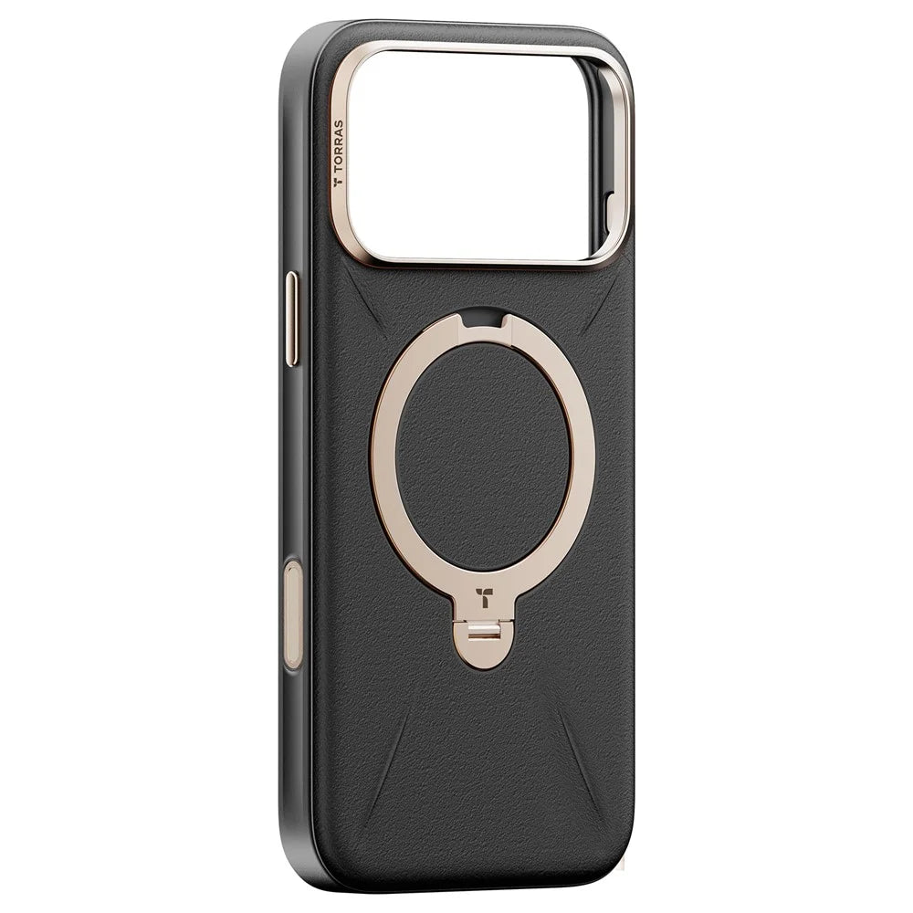 TORRAS Ostand Q3 VegSkin Series For iPhone 18 Pro / 17 Pro Case Compatible with MagSafe Kickstand Phone Cover - Black - 1