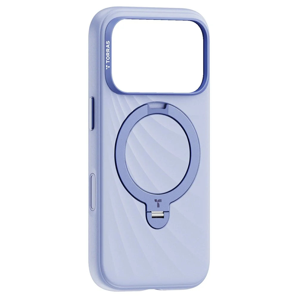 TORRAS Ostand Q3 Silicone Wind Series for iPhone 18 Pro / 17 Pro Magnetic Case Rotating Kickstand Liquid Silicone + PC Phone Cover - Blue - 1