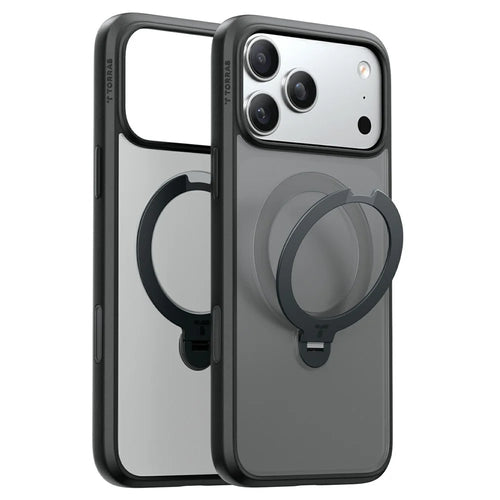 TORRAS Ostand Q3 Spin Series for iPhone 18 Pro / 17 Pro Case Magnetic Rotating Kickstand PC + TPU Phone Cover - Black - 1