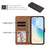 For iPhone 15 Pro Case Diamond Stitch PU Leather Wallet Flip Phone Cover with Wrist Strap - Black - 6
