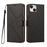 For iPhone 15 Case Diamond Stitch PU Leather Wallet Flip Phone Cover with Wrist Strap - Black - 1