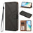 For iPhone 15 Case Diamond Stitch PU Leather Wallet Flip Phone Cover with Wrist Strap - Black - 4