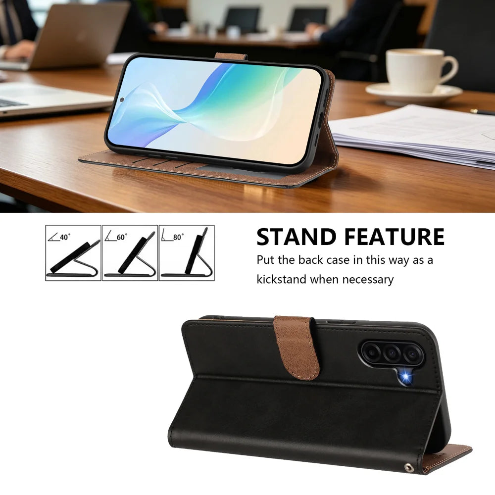 For Samsung Galaxy A57 5G Case Diamond Stitch PU Leather Wallet Flip Phone Cover with Wrist Strap - Black - 3