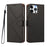 For iPhone 15 Pro Max Case Diamond Stitch PU Leather Wallet Flip Phone Cover with Wrist Strap - Black - 1