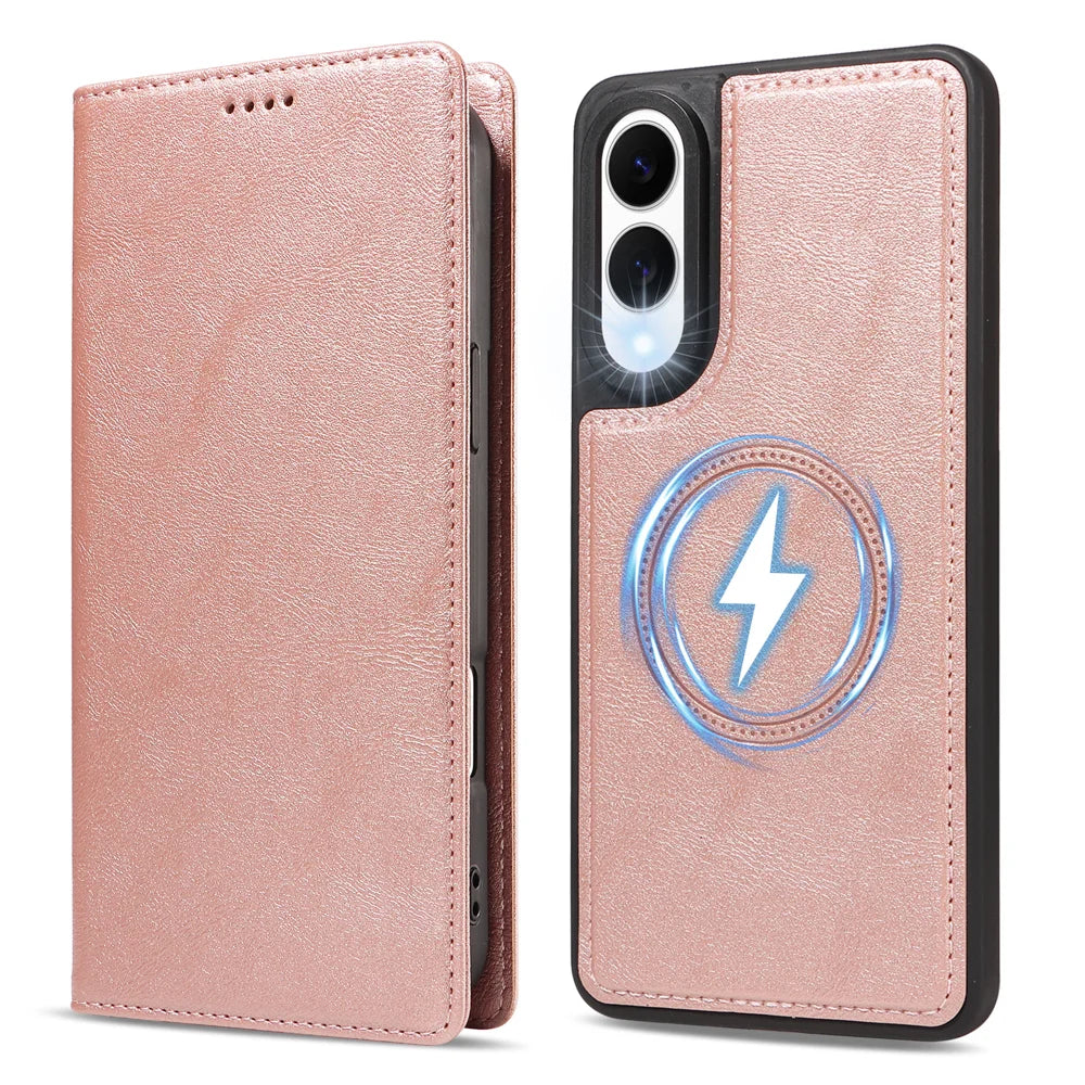 For Samsung Galaxy S25 Edge Magnetic Case Detachable 2 in 1 Leather Wallet Phone Cover - Rose Gold - 5