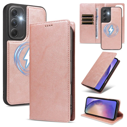 For Samsung Galaxy A54 5G Magnetic Case Detachable 2 in 1 Leather Wallet Phone Cover - Rose Gold - 1