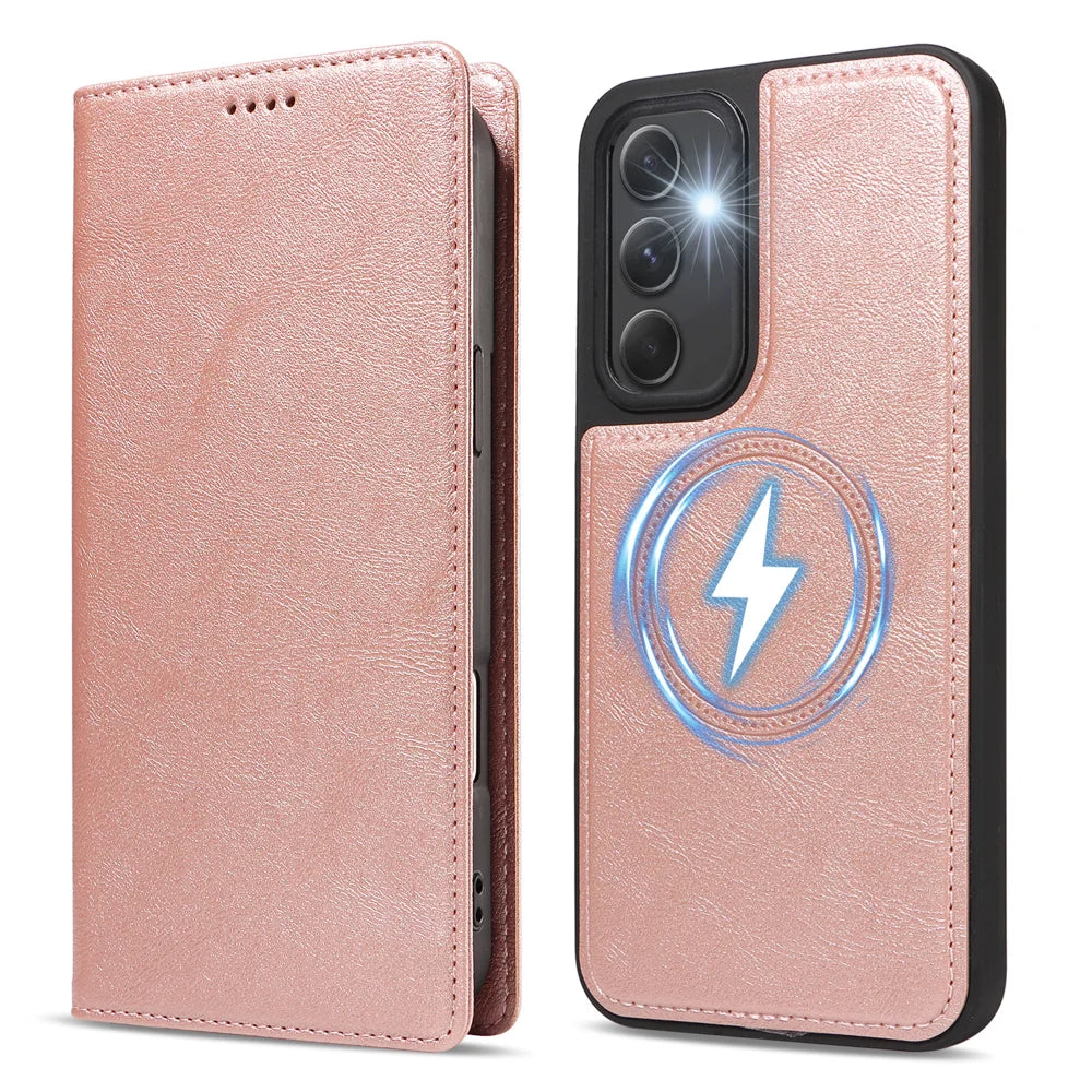 For Samsung Galaxy A54 5G Magnetic Case Detachable 2 in 1 Leather Wallet Phone Cover - Rose Gold - 5