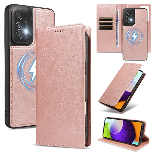 For Samsung Galaxy A52 4G / Galaxy A52 5G / Galaxy A52s 5G Magnetic Case Detachable 2 in 1 Leather Wallet Phone Cover - Rose Gold - 1