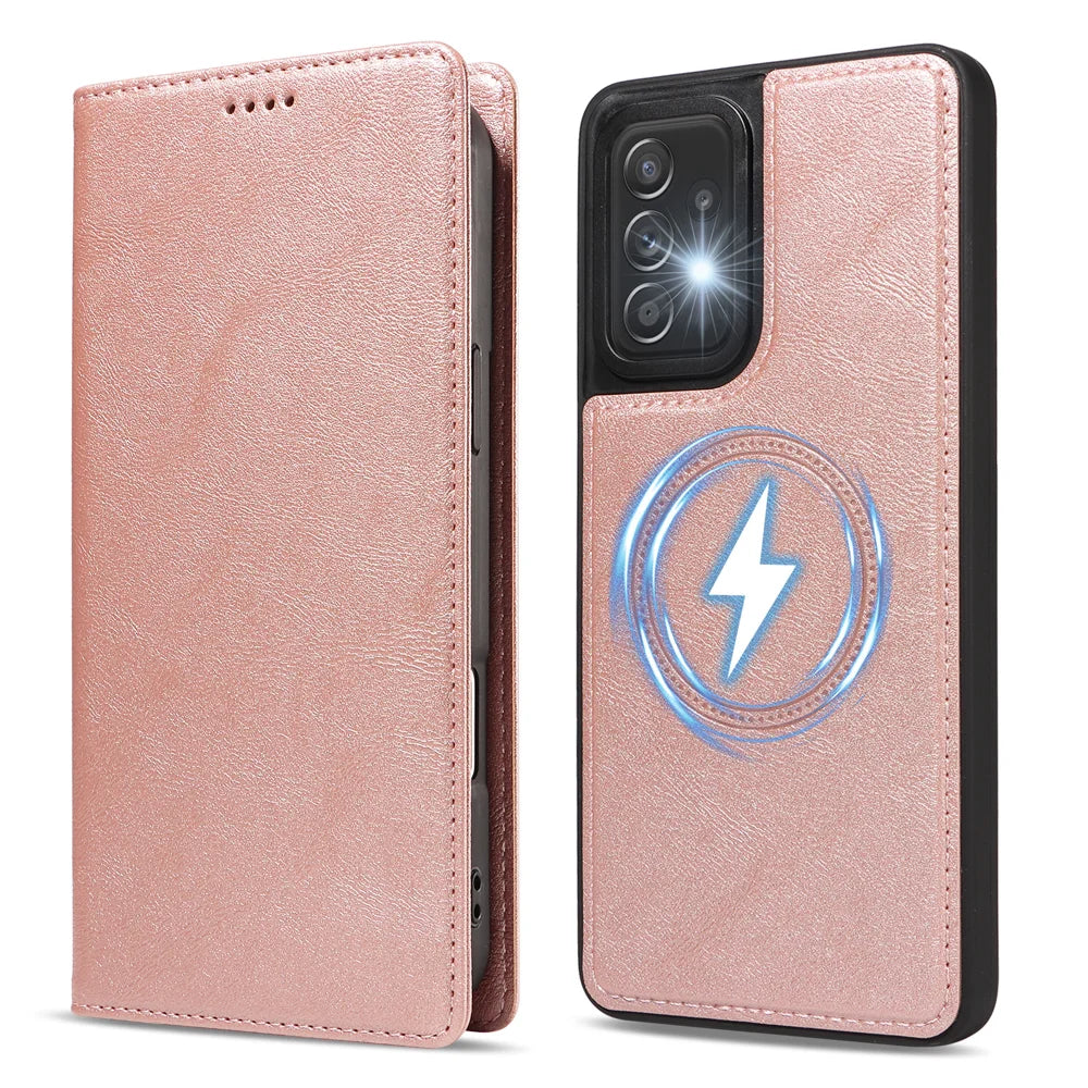 For Samsung Galaxy A52 4G / Galaxy A52 5G / Galaxy A52s 5G Magnetic Case Detachable 2 in 1 Leather Wallet Phone Cover - Rose Gold - 5