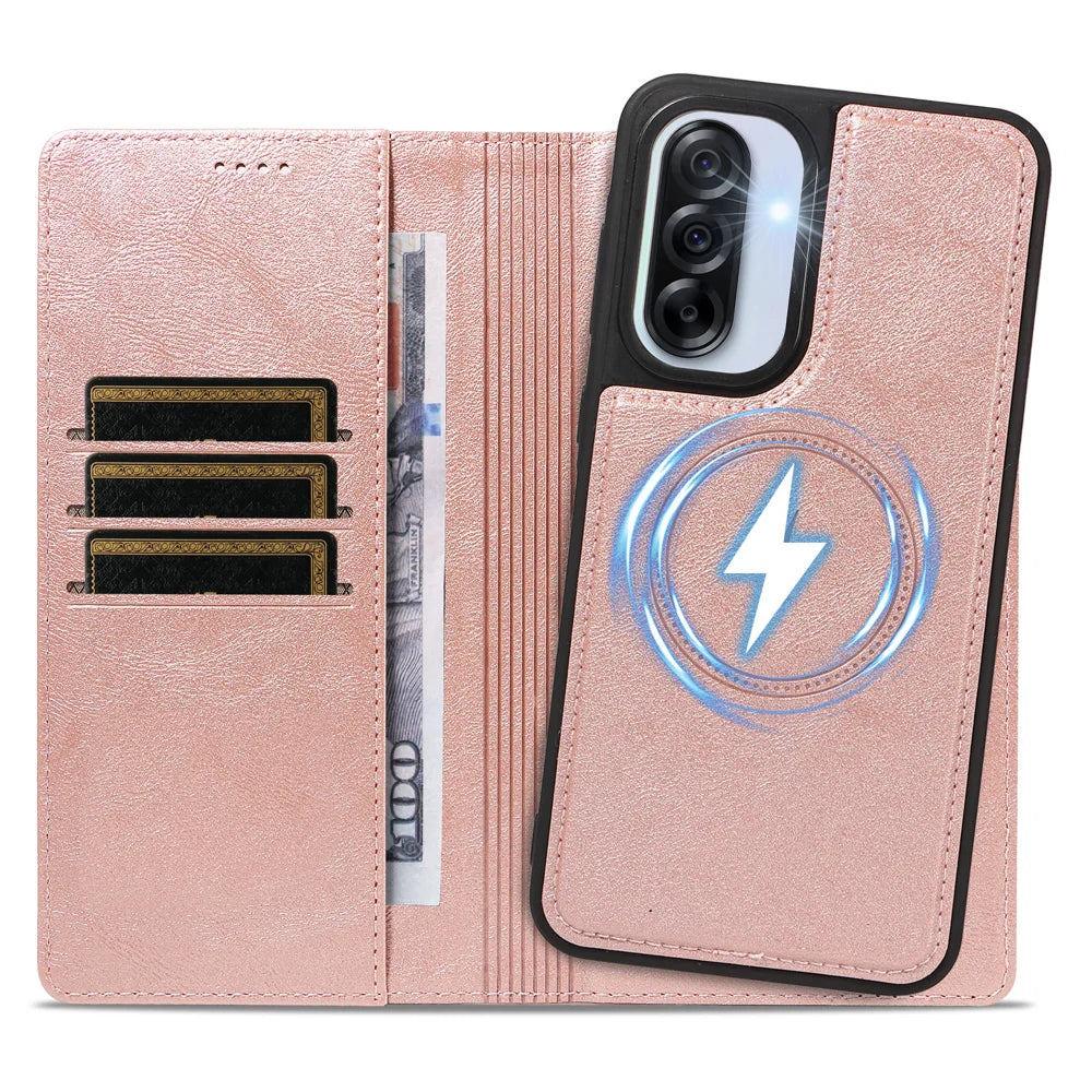 For Samsung Galaxy A56 5G / Galaxy A36 5G Magnetic Case Detachable 2 in 1 Leather Wallet Phone Cover - Rose Gold - 2