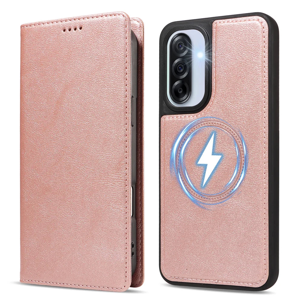 For Samsung Galaxy A56 5G / Galaxy A36 5G Magnetic Case Detachable 2 in 1 Leather Wallet Phone Cover - Rose Gold - 5
