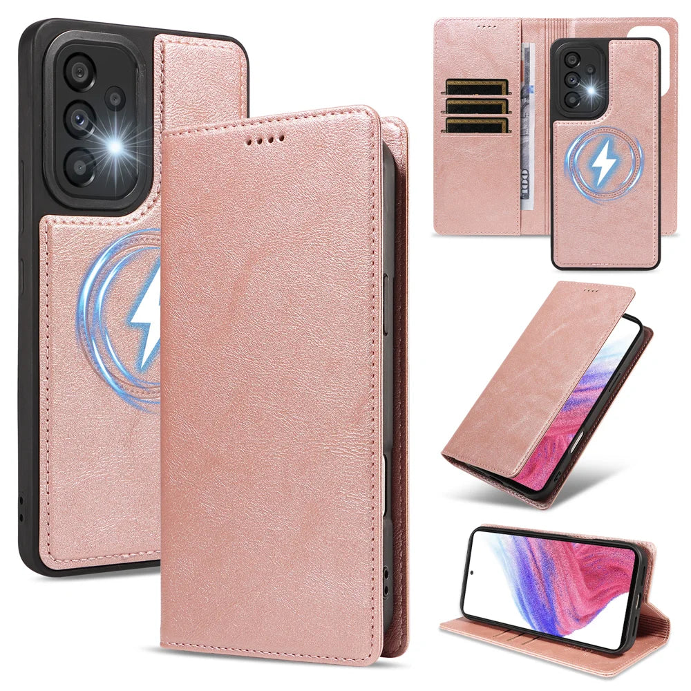 For Samsung Galaxy A53 5G Magnetic Case Detachable 2 in 1 Leather Wallet Phone Cover - Rose Gold - 1