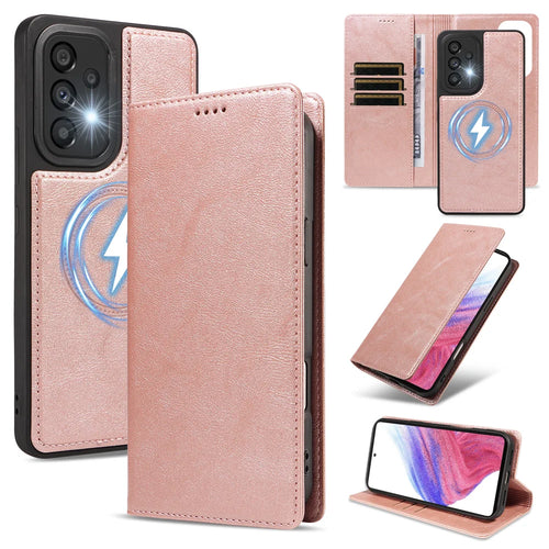 For Samsung Galaxy A53 5G Magnetic Case Detachable 2 in 1 Leather Wallet Phone Cover - Rose Gold - 1