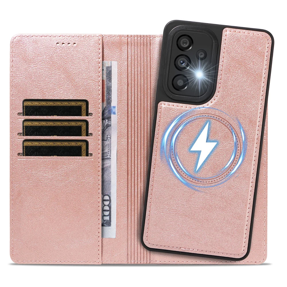 For Samsung Galaxy A53 5G Magnetic Case Detachable 2 in 1 Leather Wallet Phone Cover - Rose Gold - 2