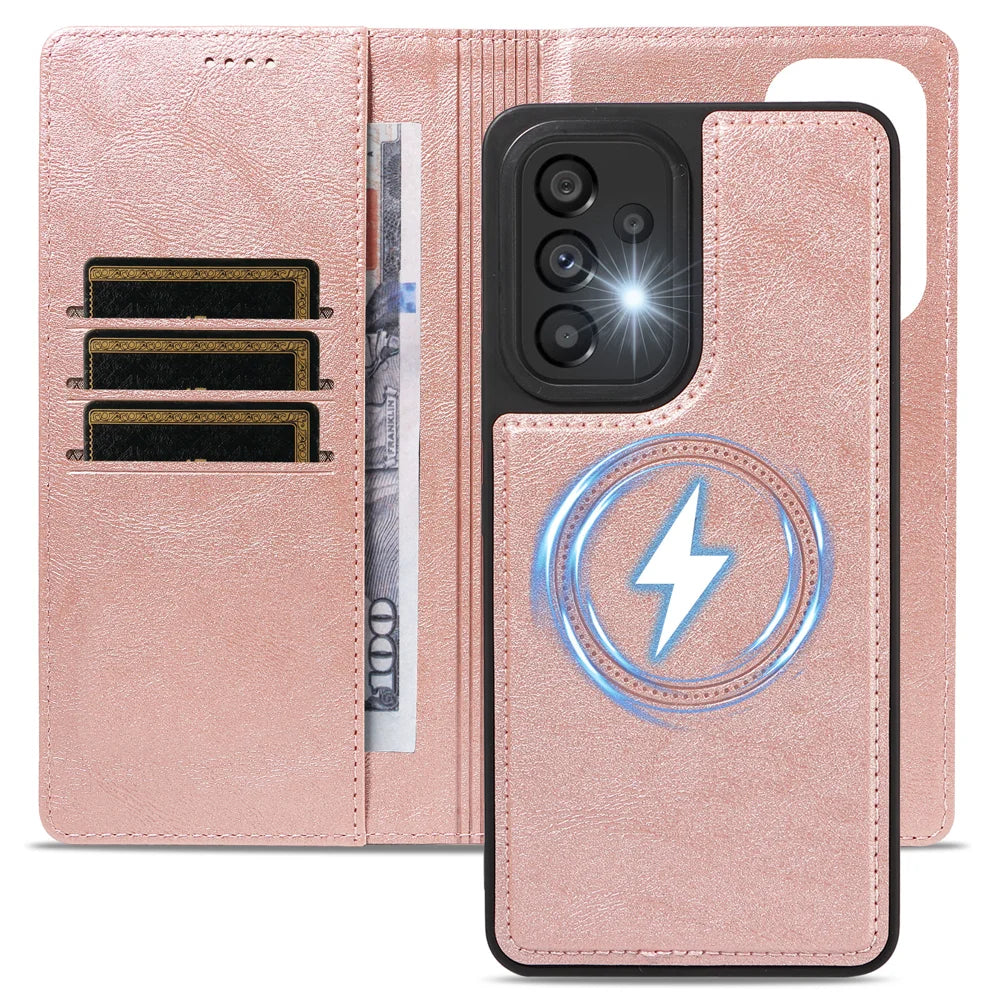 For Samsung Galaxy A53 5G Magnetic Case Detachable 2 in 1 Leather Wallet Phone Cover - Rose Gold - 4