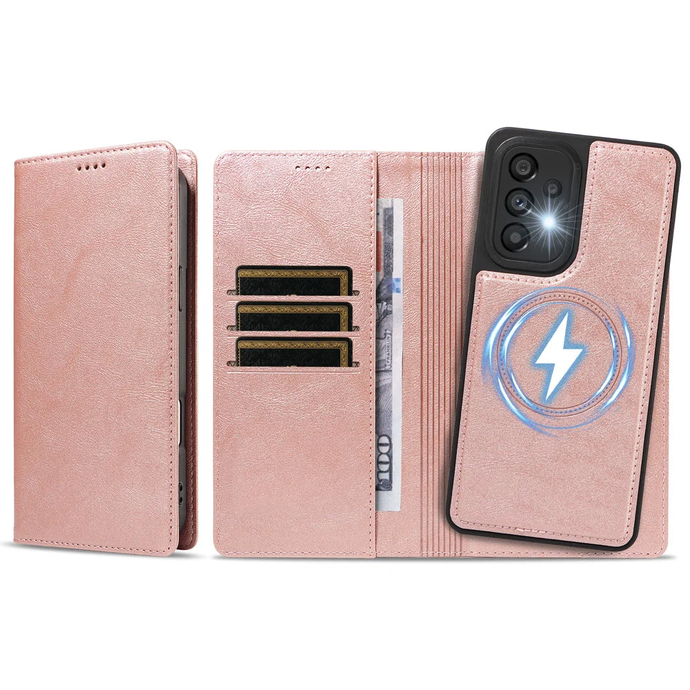 For Samsung Galaxy A53 5G Magnetic Case Detachable 2 in 1 Leather Wallet Phone Cover - Rose Gold - 6