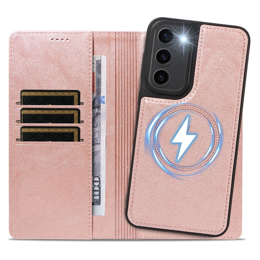 For Samsung Galaxy S23+ Magnetic Case Detachable 2 in 1 Leather Wallet Phone Cover - Rose Gold - 2