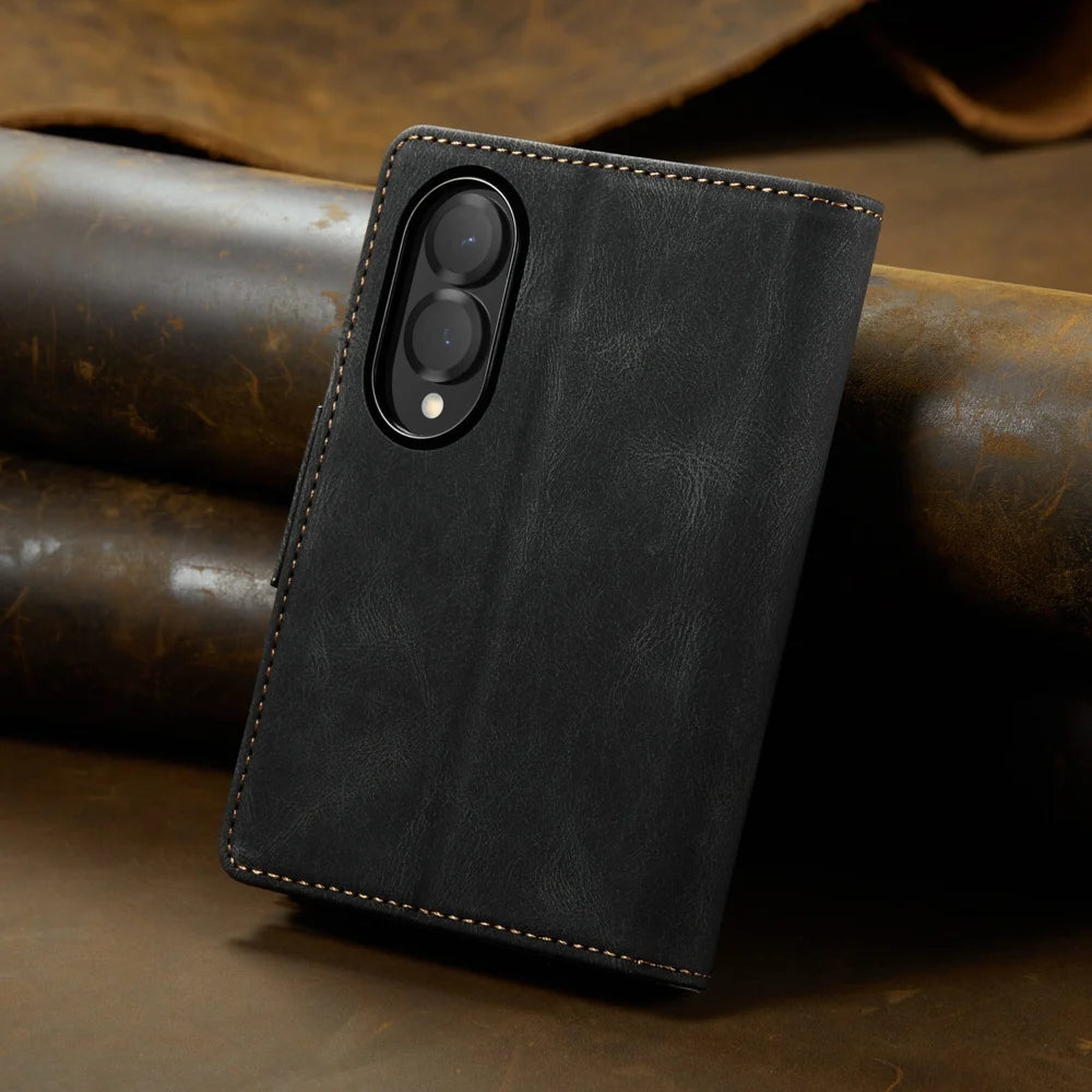AUTSPACE for Samsung Galaxy Z Fold8 Wallet Case  A01 Leather Stand Cover with RFID Blocking Card Holder - Black - 2
