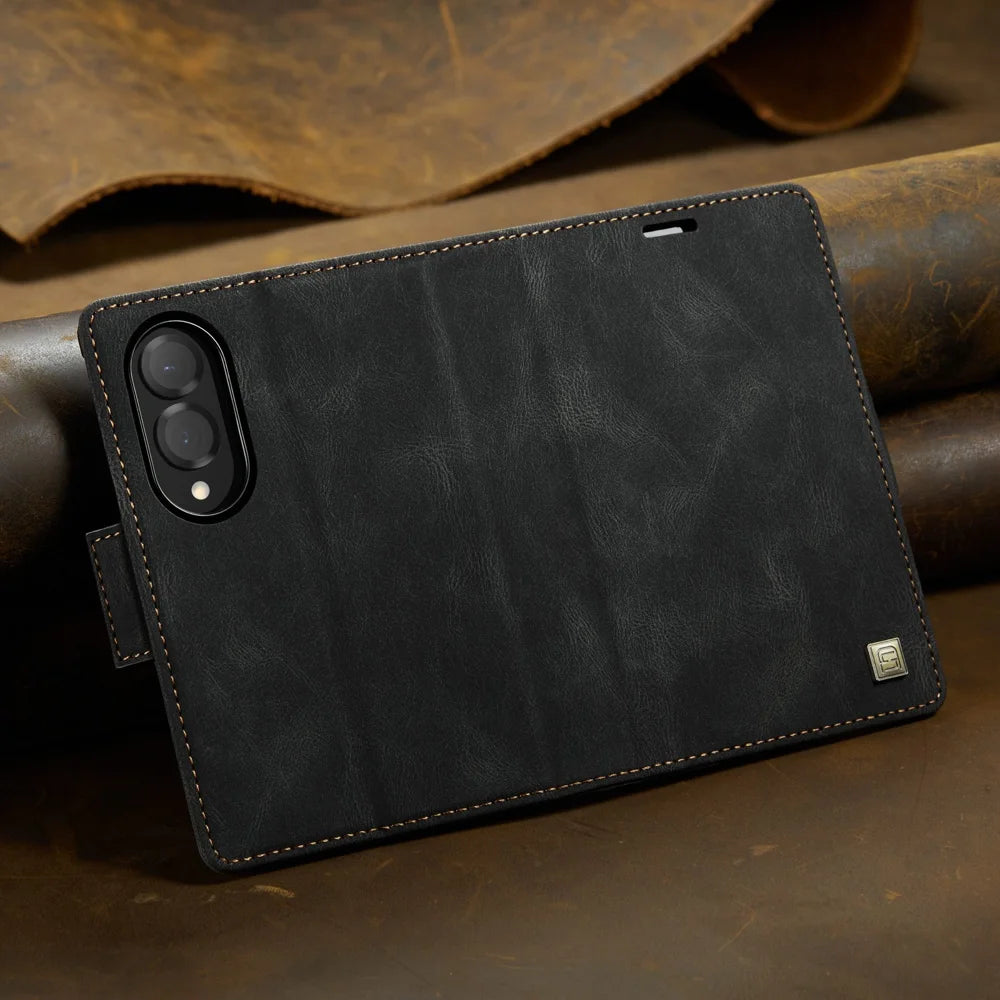 AUTSPACE for Samsung Galaxy Z Fold8 Wallet Case  A01 Leather Stand Cover with RFID Blocking Card Holder - Black - 4