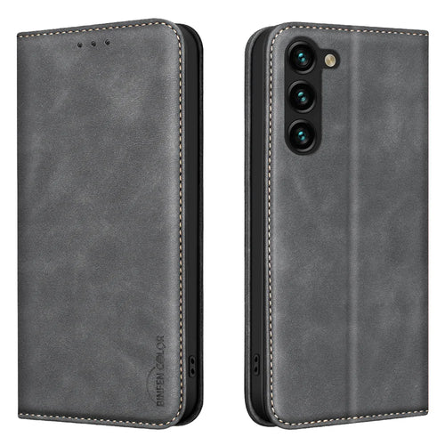 BINFEN COLOR for Samsung Galaxy A18 5G / Galaxy A17 5G / Galaxy A17 4G / Galaxy A26 5G / Galaxy A18 4G RFID Blocking Calf Texture PU Leather Phone Cover - Black - 1