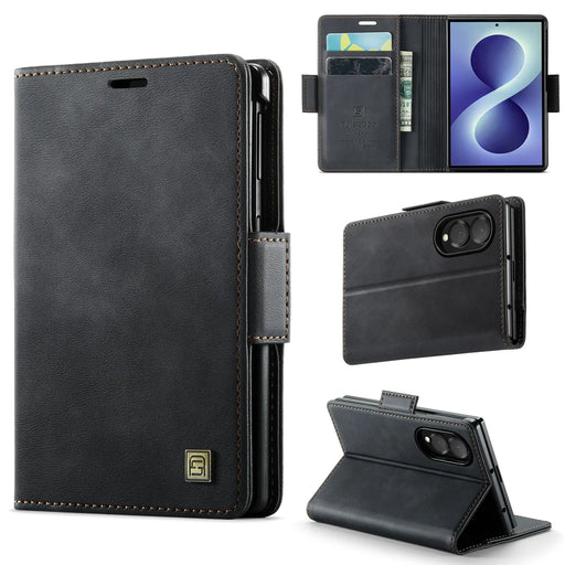 AUTSPACE for Samsung Galaxy Z Fold8 A11 Case RFID Blocking Retro Leather Cell Phone Wallet Cover - Black - 1