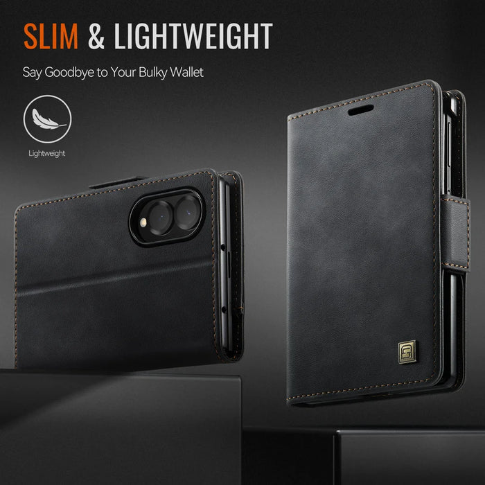 AUTSPACE for Samsung Galaxy Z Fold8 A11 Case RFID Blocking Retro Leather Cell Phone Wallet Cover - Black - 4