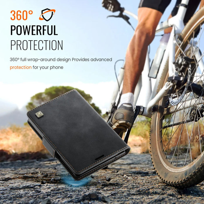 AUTSPACE for Samsung Galaxy Z Fold8 A11 Case RFID Blocking Retro Leather Cell Phone Wallet Cover - Black - 6