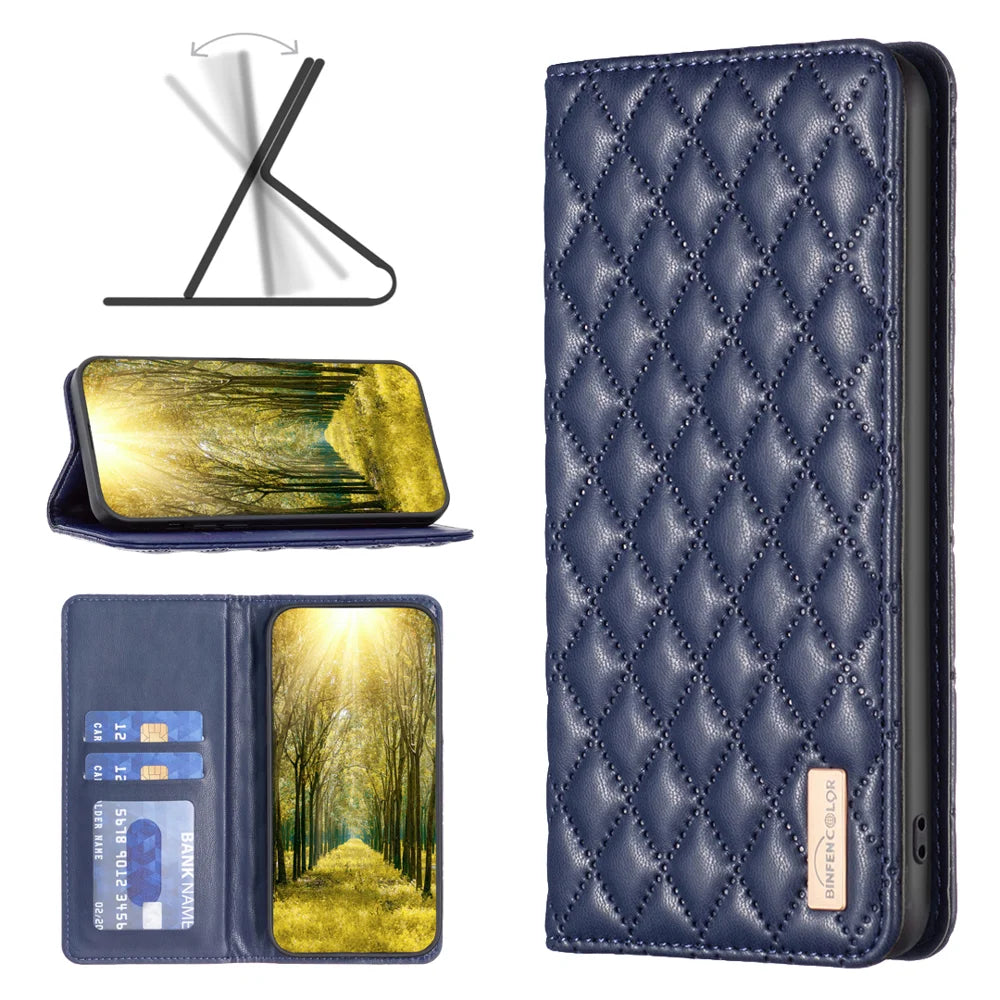 BINFEN COLOR for Samsung Galaxy A18 5G / Galaxy A17 5G / Galaxy A17 4G / Galaxy A26 5G / Galaxy A18 4G Case with Card Holder  PU Leather Phone Stand Cover - Blue - 6