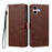 For iPhone 16 Case Wallet Flip Stand PU Leather Phone Cover with Wrist Strap - Brown - 1