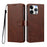For iPhone 16 Pro Case Wallet Flip Stand PU Leather Phone Cover with Wrist Strap - Brown - 1