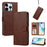 For iPhone 16 Pro Case Wallet Flip Stand PU Leather Phone Cover with Wrist Strap - Brown - 2