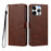 For iPhone 15 Pro Case Wallet Flip Stand PU Leather Phone Cover with Wrist Strap - Brown - 1