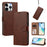 For iPhone 15 Pro Case Wallet Flip Stand PU Leather Phone Cover with Wrist Strap - Brown - 2
