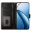 For iPhone 16 Case Heart Pattern PU Leather Flip Wallet Stand Phone Cover with Wrist Strap - Black - 2
