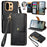 For OnePlus Turbo 6X Pro 5G Case RFID Blocking Zipper Pocket Leather Wallet Phone Cover with Strap - Black - 1