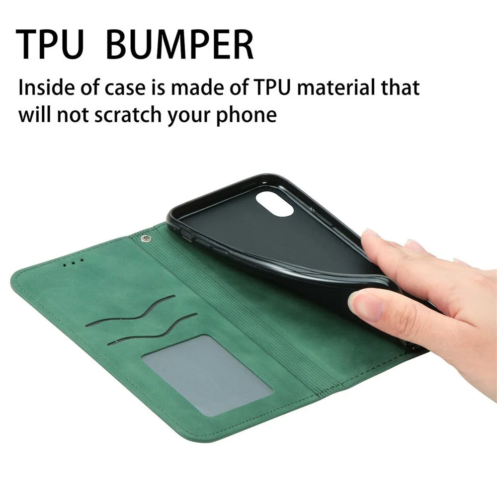 For OnePlus Turbo 6X Pro 5G Leather Case with Card Holder Magnetic Absorption Phone Cover - Green - 5