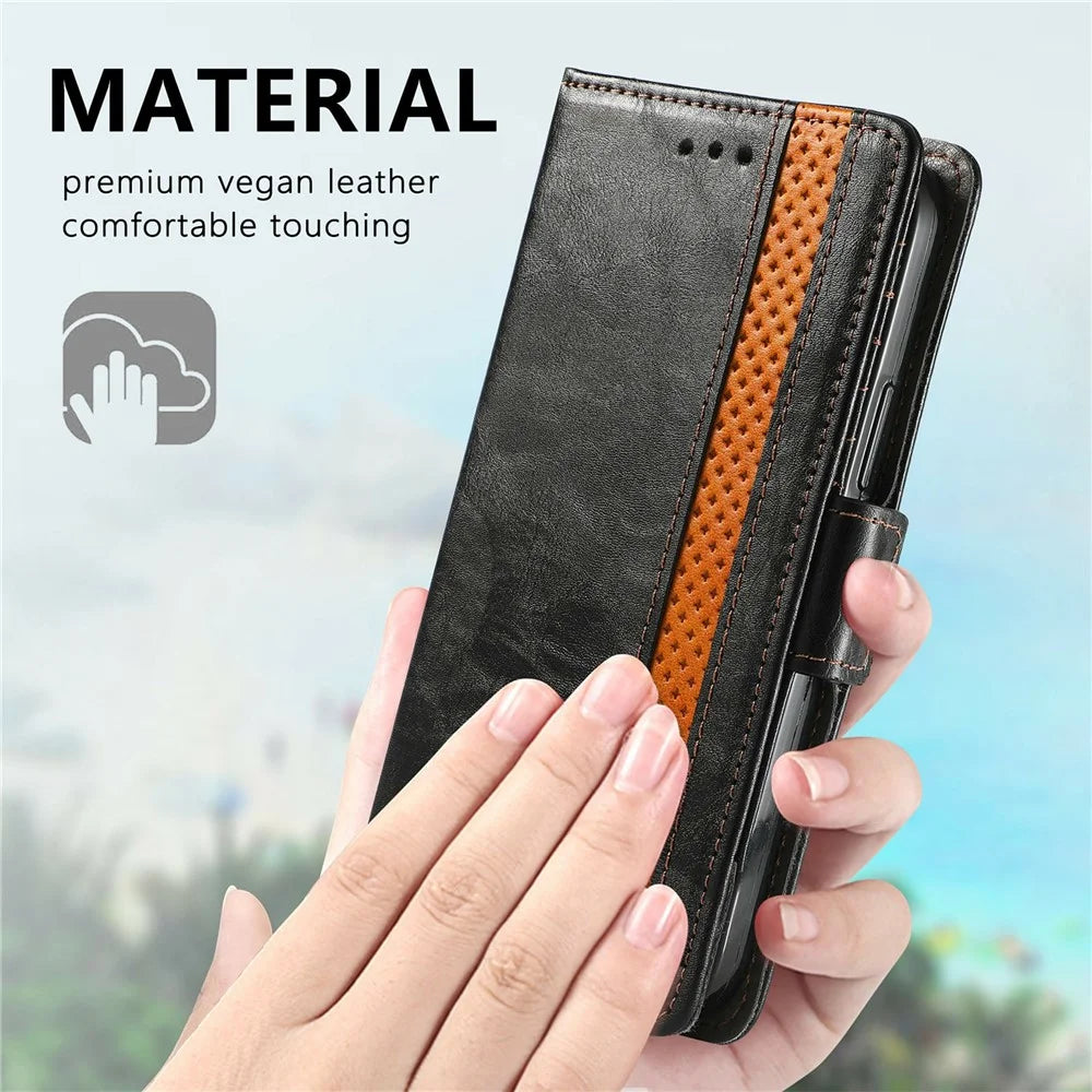 CASENEO For OnePlus Turbo 6X Pro 5G Case PU Leather Stand Wallet Phone Cover with RFID Blocking - Black - 5