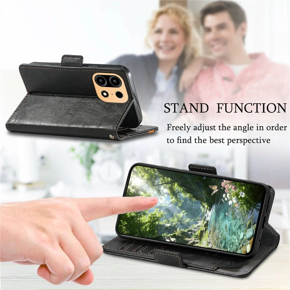 CASENEO For OnePlus Turbo 6X Pro 5G Case PU Leather Stand Wallet Phone Cover with RFID Blocking - Black - 6