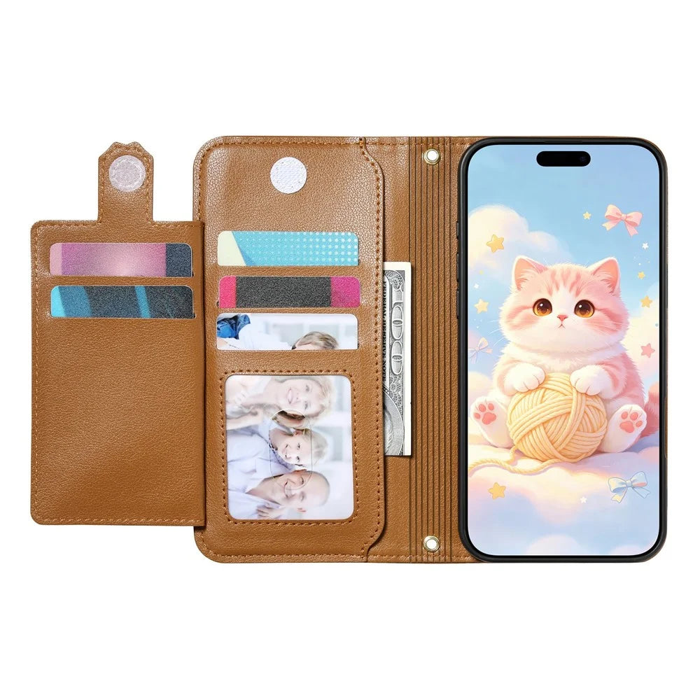 For OnePlus Turbo 6X Pro 5G Leather Case Cartoon Cat Pattern Wallet Stand Phone Cover with Wrist Strap - Brown - 2