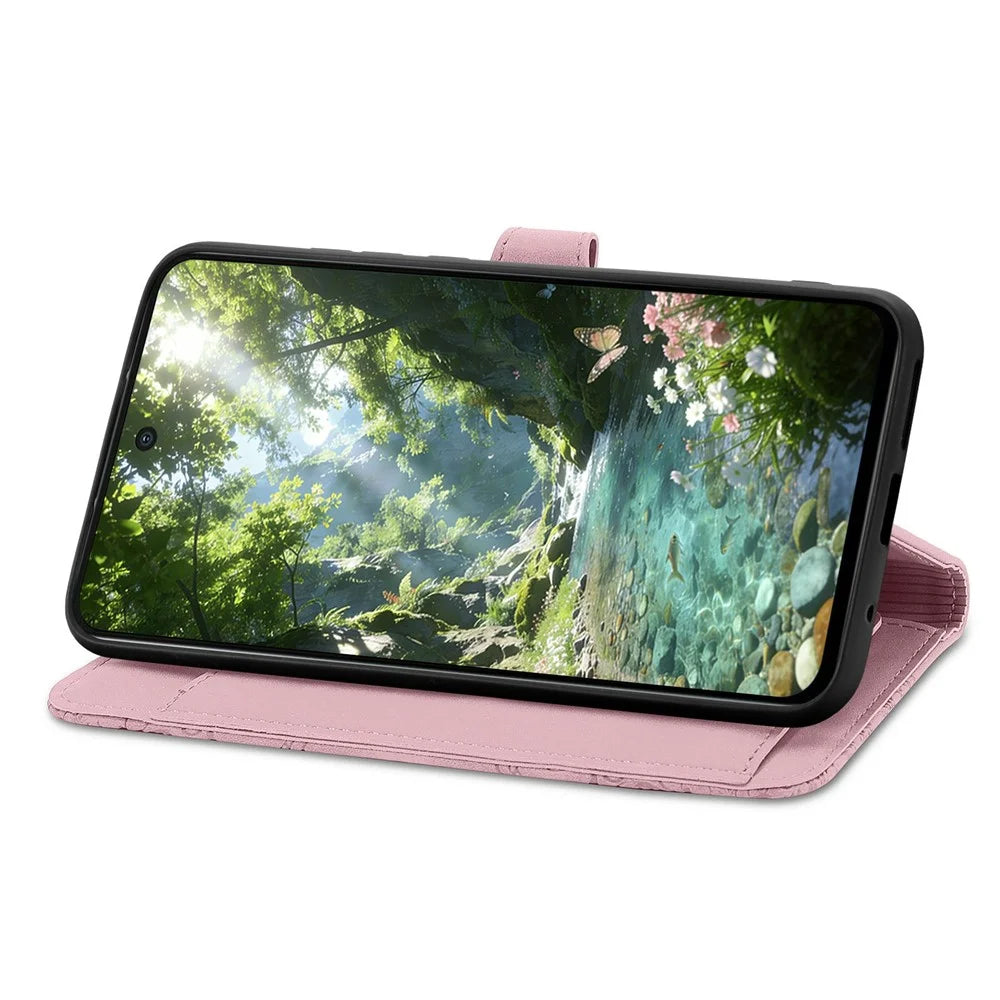 For OnePlus Turbo 6X Pro 5G Zipper Wallet Case with Strap Flower Imprint PU Leather Phone Cover - Pink - 3