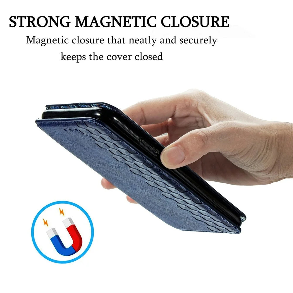 For OnePlus Turbo 6X Pro 5G Case Rhombus Imprint PU Leather Wallet Phone Cover - Blue - 6