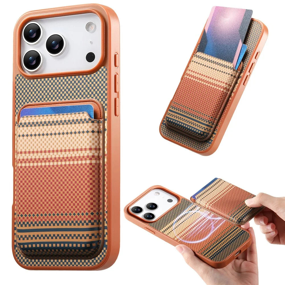 For iPhone 18 Pro Max / 17 Pro Max Magnetic Case Detachable Card Holder PU Leather + PC + TPU Shockproof Cover - Brown - 1