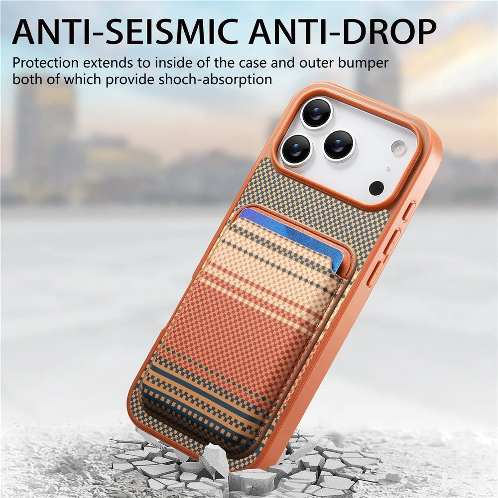 For iPhone 18 Pro Max / 17 Pro Max Magnetic Case Detachable Card Holder PU Leather + PC + TPU Shockproof Cover - Brown - 6