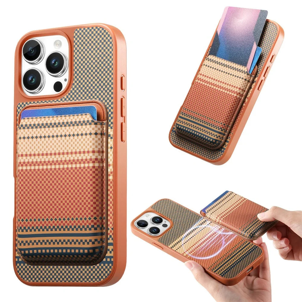 For iPhone 16 Pro Magnetic Case Detachable Card Holder PU Leather + PC + TPU Shockproof Cover - Brown - 1