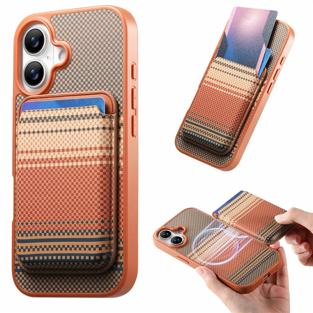 For iPhone 17 Magnetic Case Detachable Card Holder PU Leather + PC + TPU Shockproof Cover - Brown - 1