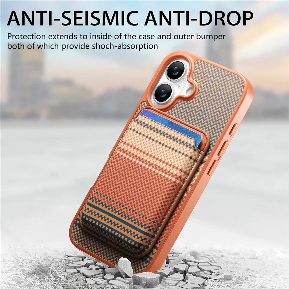 For iPhone 16 Magnetic Case Detachable Card Holder PU Leather + PC + TPU Shockproof Cover - Brown - 6