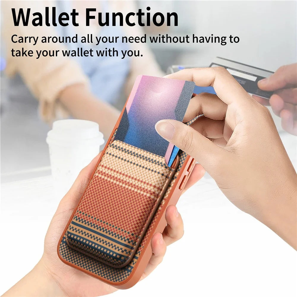 For iPhone 16 Magnetic Case Detachable Card Holder PU Leather + PC + TPU Shockproof Cover - Brown - 7