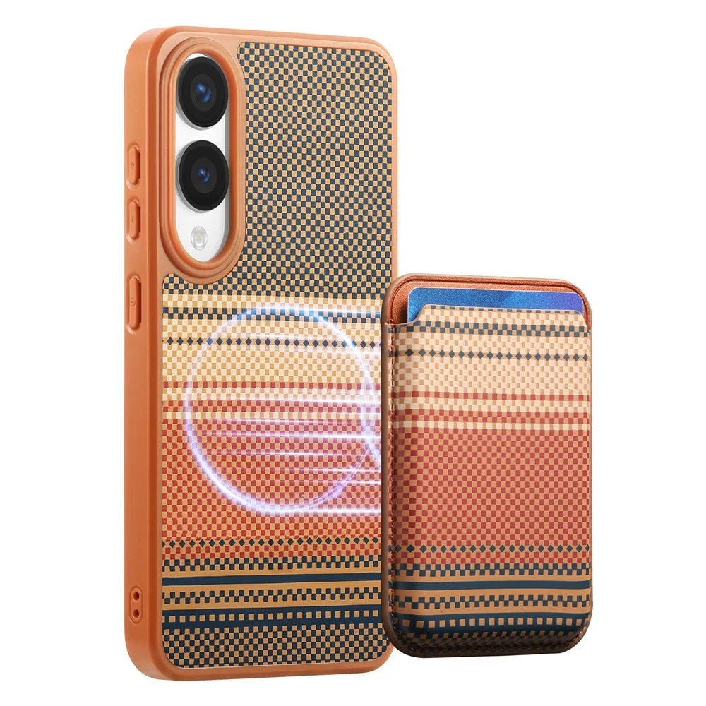 For Samsung Galaxy S25 Edge Magnetic Case Detachable Card Holder PU Leather + PC + TPU Shockproof Cover - Brown - 4